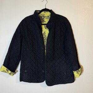 Vintage Y2K Retro Women's Reversible Black & Yellow Quilted Jacket